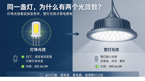 &nbsp;同一盏灯的两个光效：算电费要用整灯那个数