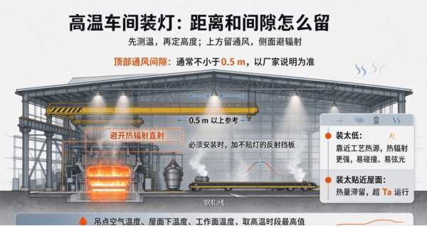 &nbsp;高温车间装灯：离热源多远、上面留多少空？